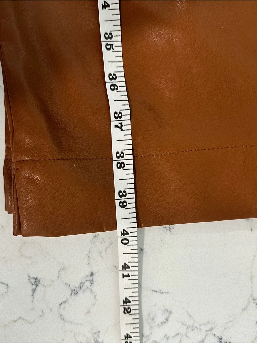 a new day Faux Leather Drawstring Wide Leg Pants in Cognac Brown